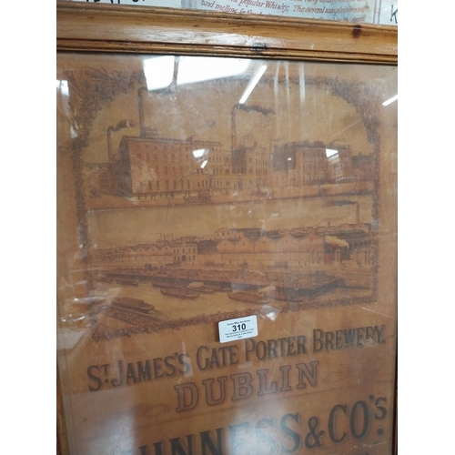 310 - Framed Guinness Stout St James's Gate Dublin advertising print. {56 cm H x 41 cm D}.