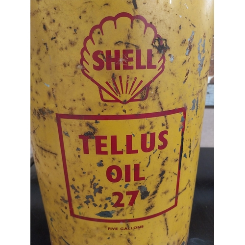 311 - Shell Tellus Oil tinplate dispensing can. {44 cm H x 28 cm Dia.}.