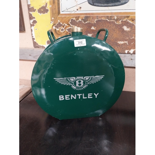 312 - Bentley oil can. {37 cm H x 36 cm W x 14 cm D}.