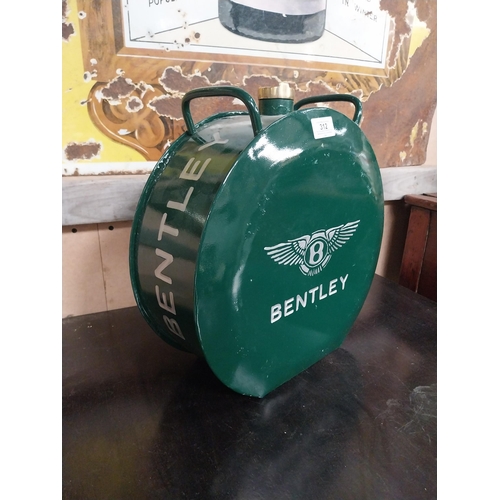 312 - Bentley oil can. {37 cm H x 36 cm W x 14 cm D}.