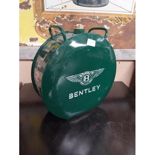 312 - Bentley oil can. {37 cm H x 36 cm W x 14 cm D}.