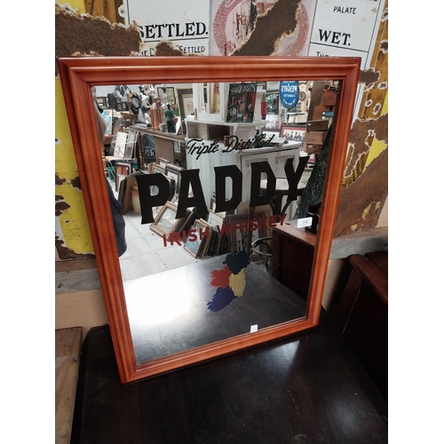 319 - Framed Paddy Irish Whiskey advertising mirror. {69 cm H x 55 cm W}.