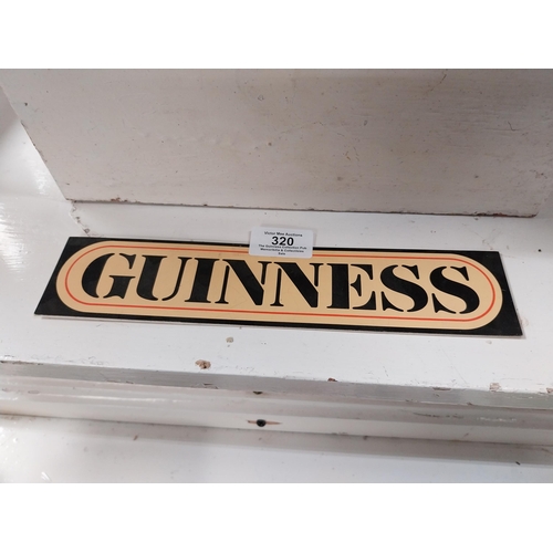 320 - Guinness Perspex stick on shelf sign. {6 cm H x 26 cm W}.