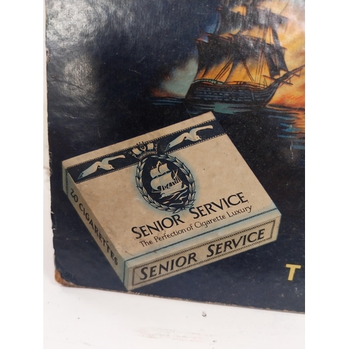 322 - Senior Service Cigarettes True to Tradition advertising showcard. {18 cm H x 33 cm W}.