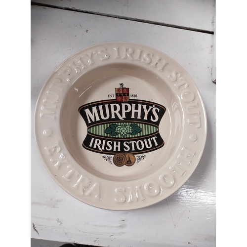 326 - Beamish Stout glass ashtray {4 cm H x 13 cm W x 13 cm D} and Murphys Stout ceramic ashtray {3 cm H x... 