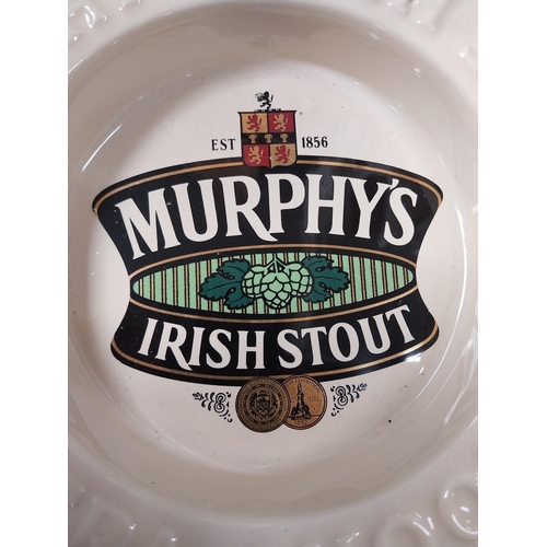 326 - Beamish Stout glass ashtray {4 cm H x 13 cm W x 13 cm D} and Murphys Stout ceramic ashtray {3 cm H x... 