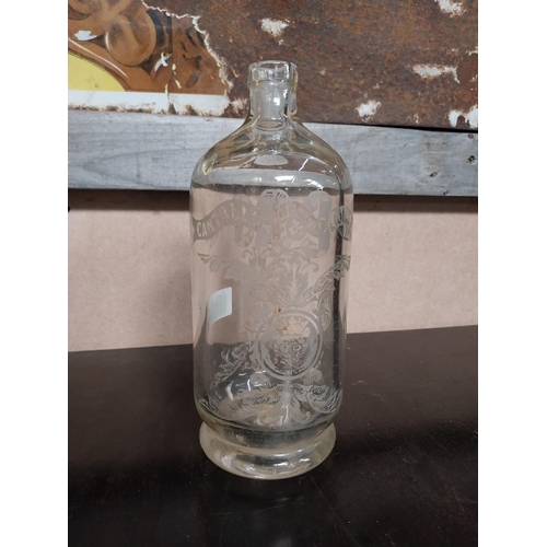 327 - Cantrell and Cochrane glass soda siphon. {24 cm H x 9 cm Dia.} and Premier Vinola Soap box {4 cm h x... 