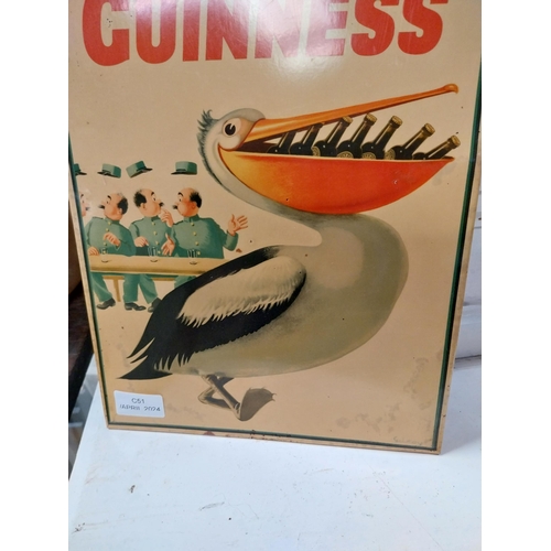 328 - My Goodness My Guinness Pelican celluloid advertising sign. {38 cm H x 25 cm W}.