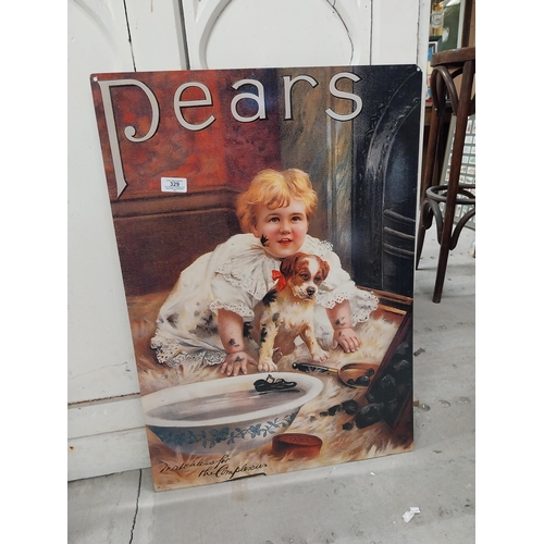 329 - Pears Soap tinplate advertising sign. {70 cm H x 50 cm W}.