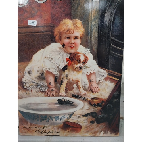 329 - Pears Soap tinplate advertising sign. {70 cm H x 50 cm W}.