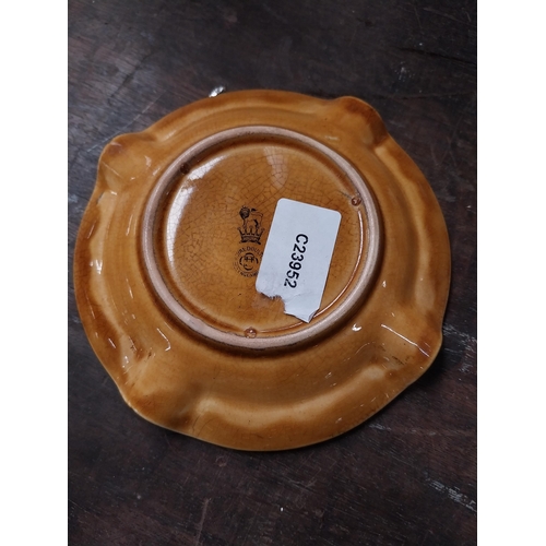 337 - Gaelic Old Smuggler Whisky Craigellachie Scotland ceramic advertising ashtray {2 cm H x 13 cm W x 13... 