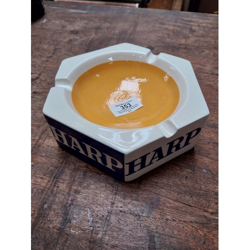 353 - Harp Keg Wade ceramic ashtray. {6 cm H x 16 cm Dia.}.