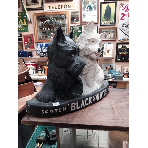 359 - Very rare Black and White whiskey composition advertising window display models of Scottie Dogs. {56... 