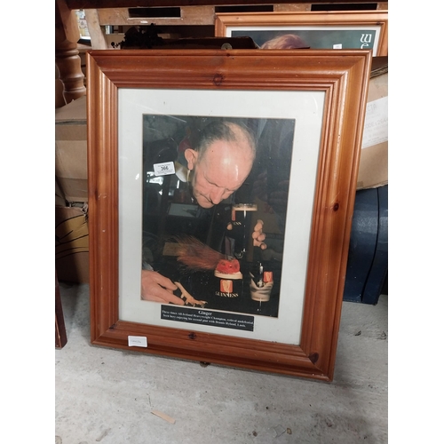 366 - Framed Guinness print of Ginger undefeated Heavyweight  World Champion. {58 cm H x 48 cm W}.