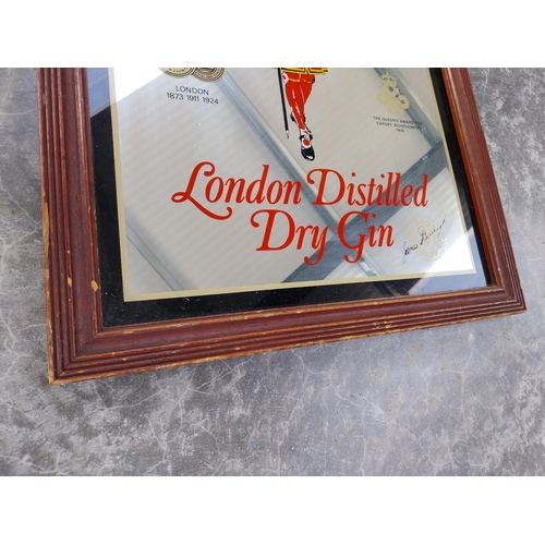 367 - Framed Beefeater London Dry Gin advertising mirror. {64 cm H x 36 cm W}.