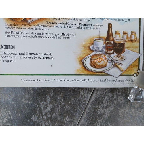 381 - Two Guinness Guide to Snacks and Sandwiches advertising posters. {55 cm H x 43 cm W}.