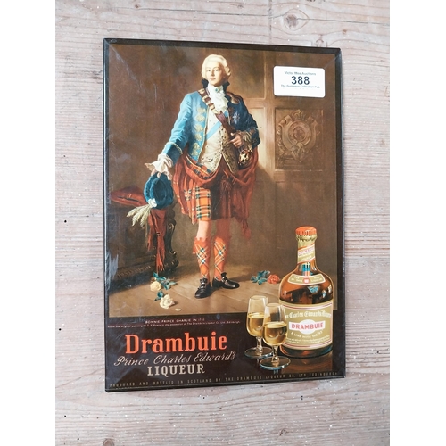 388 - Drambuie celluloid advertising showcard. {35 cm H x 17 cm W}.