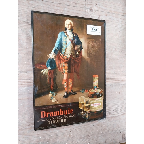 388 - Drambuie celluloid advertising showcard. {35 cm H x 17 cm W}.