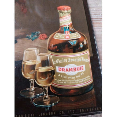 388 - Drambuie celluloid advertising showcard. {35 cm H x 17 cm W}.