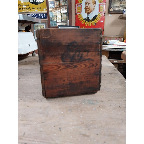 392 - EPPS's Cocoa wooden advertising box. {14 cm H x 31 cm W x 13 cm D}.