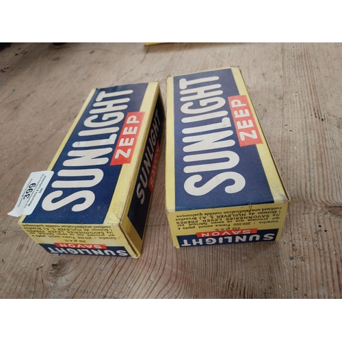 399 - Two packets of 1950's Sunlight Soap. {4 cm H x 16 cm W x 7 cm D}.