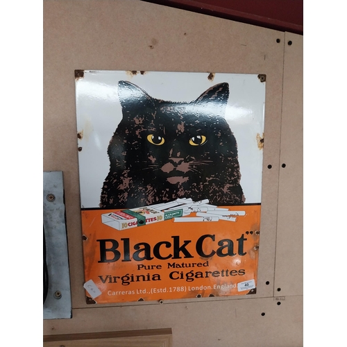 40 - Black Cat Virginia Cigarettes enamel advertising sign. {45 cm H x 36 cm W}.