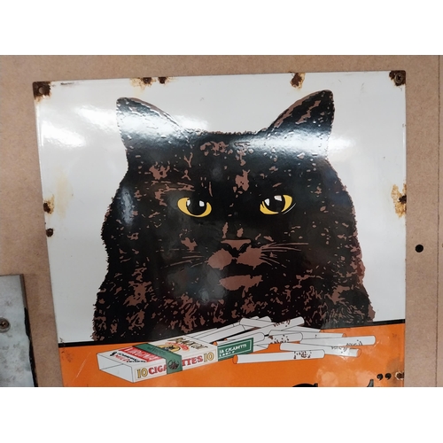 40 - Black Cat Virginia Cigarettes enamel advertising sign. {45 cm H x 36 cm W}.