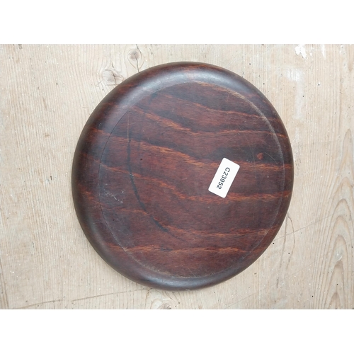 402 - Two Bass drinks trays - one wooden one tinplate. {25 cm Dia. and 21 cm Dia.}