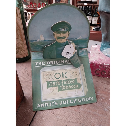 404 - The original OK dark flaked 3D tobacco cardboard advertising showcard {34cm H x 25cm W x 20cm D}