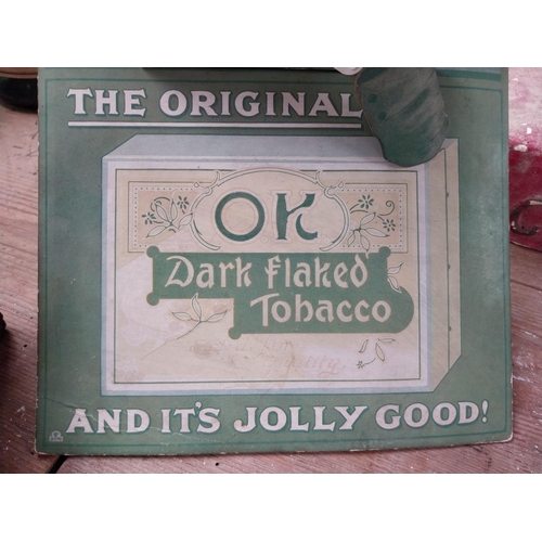 404 - The original OK dark flaked 3D tobacco cardboard advertising showcard {34cm H x 25cm W x 20cm D}