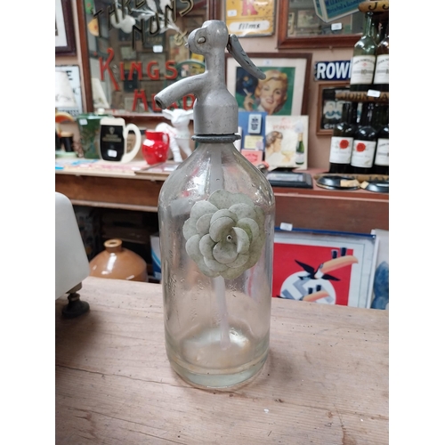 408 - Early 20th C. glass soda siphon. {30 cm H x 13 cm W}.