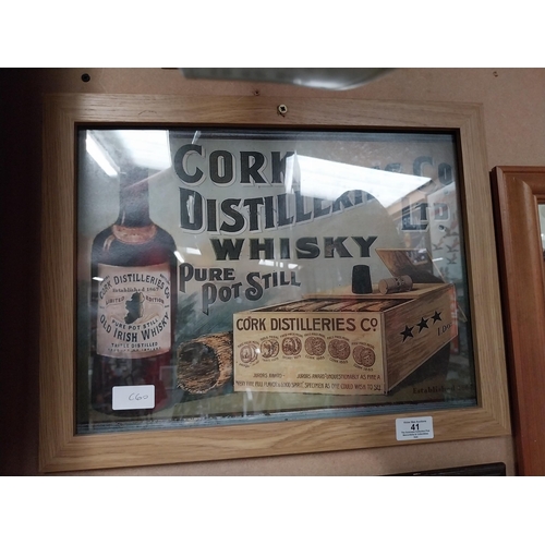 41 - Framed Cork Distilleries Co Ltd Pure Pot Still Whisky advertising print. {35 cm H x 45 cm W}.