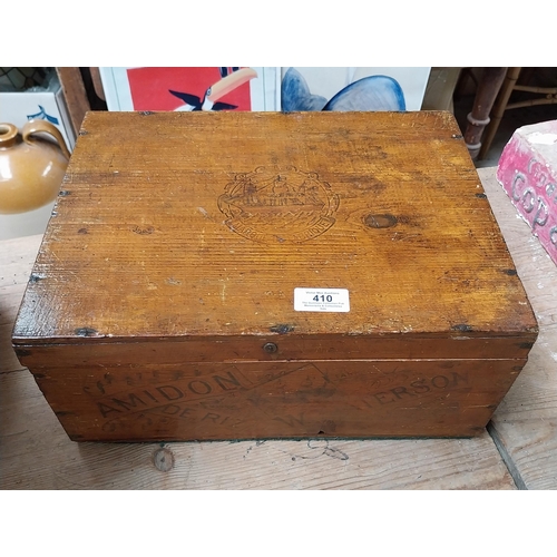 410 - Amidon de Riz wooden advertising box. {15 cm H x 45 cm W x 26 cm D}.