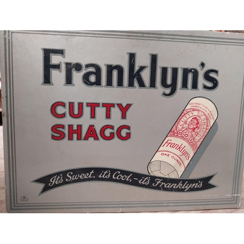 413 - Franklyn's Cutty Shagg Tobacco showcard. {19 cm H x 26 cm W}.