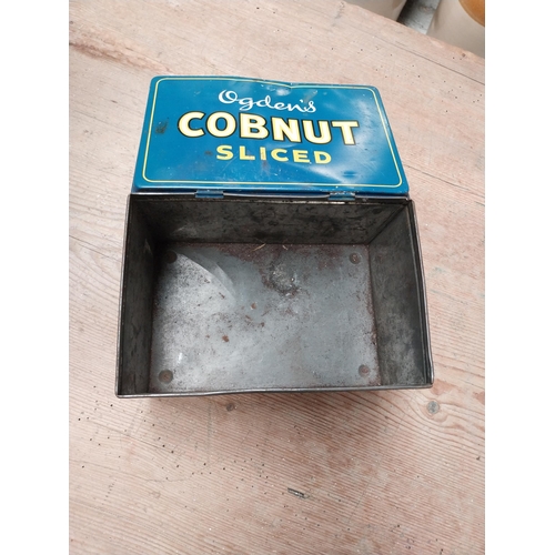 417 - Ogden's Cobnut Sliced Tobacco advertising tin. {12 cm H x 22 cm W x 15 cm D}.