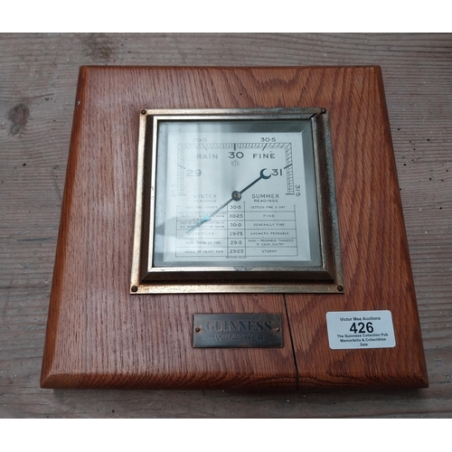 426 - Guinness barometer. {22 cm h x 22 cm W}.