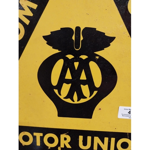 43 - Automobile Association Motor Union School tinplate advertising sign. {55 cm H x 52 cm W}.