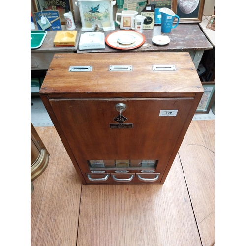 430 - 1950's mahogany cigarette dispenser - Player's, Gold Flake and Capstan. {50 cm H x 34 cm W x 15 cm D... 