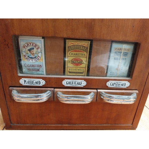 430 - 1950's mahogany cigarette dispenser - Player's, Gold Flake and Capstan. {50 cm H x 34 cm W x 15 cm D... 