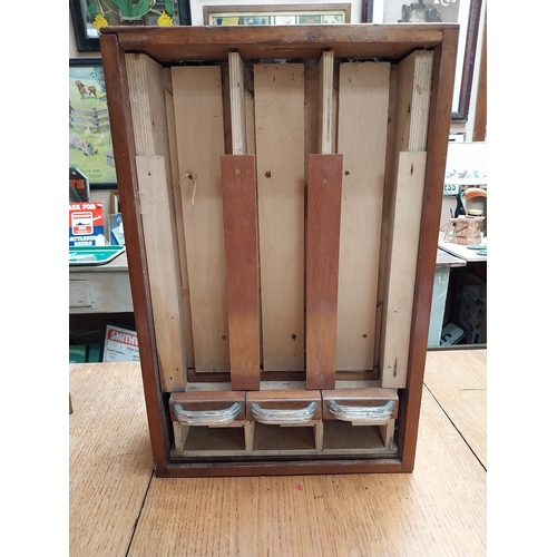 430 - 1950's mahogany cigarette dispenser - Player's, Gold Flake and Capstan. {50 cm H x 34 cm W x 15 cm D... 