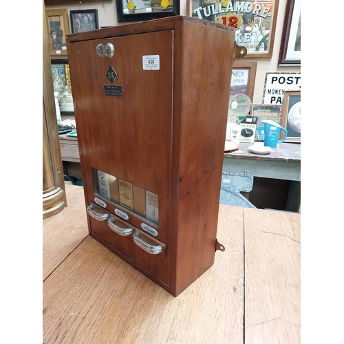 430 - 1950's mahogany cigarette dispenser - Player's, Gold Flake and Capstan. {50 cm H x 34 cm W x 15 cm D... 