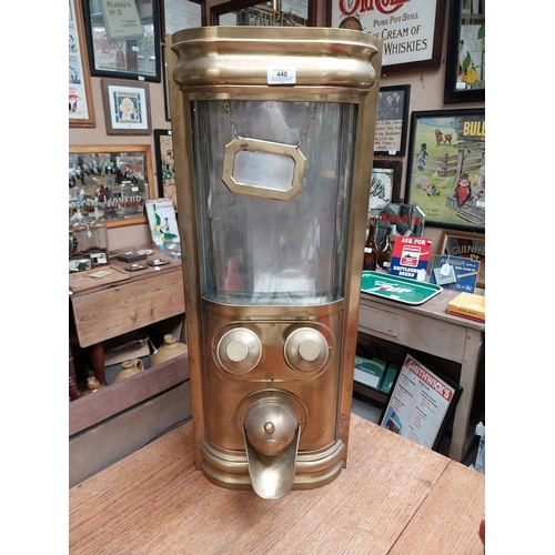 440 - Early 20th C. Otto Kind brass coffee dispenser. {80 cm H x 32 cm W}.