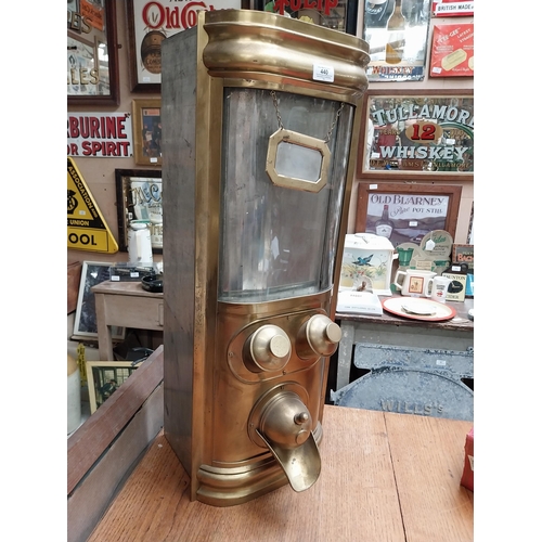 440 - Early 20th C. Otto Kind brass coffee dispenser. {80 cm H x 32 cm W}.