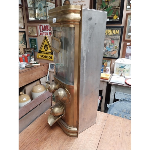 440 - Early 20th C. Otto Kind brass coffee dispenser. {80 cm H x 32 cm W}.