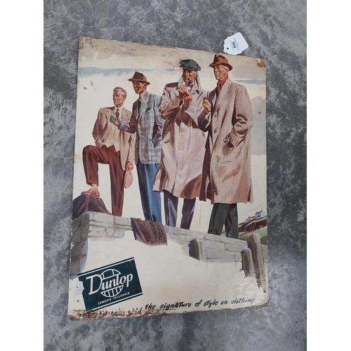 446 - Dunlop Clothing Signature of Style cardboard showcard. {50 cm H x 37 cm W}.