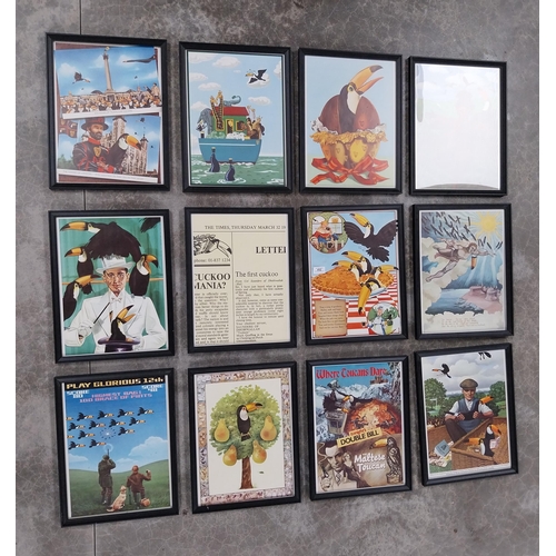 452 - Set of twelve 1970s Guinness framed advertising prints. {43 cm H x 33 cm W}.