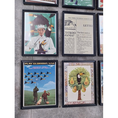 452 - Set of twelve 1970s Guinness framed advertising prints. {43 cm H x 33 cm W}.