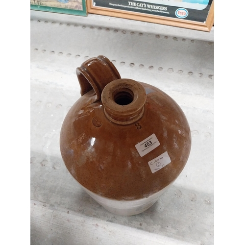 453 - Three gallon stoneware whiskey flagon Portsdown and South Hants. {51 cm H x 25 cm Dia.}.