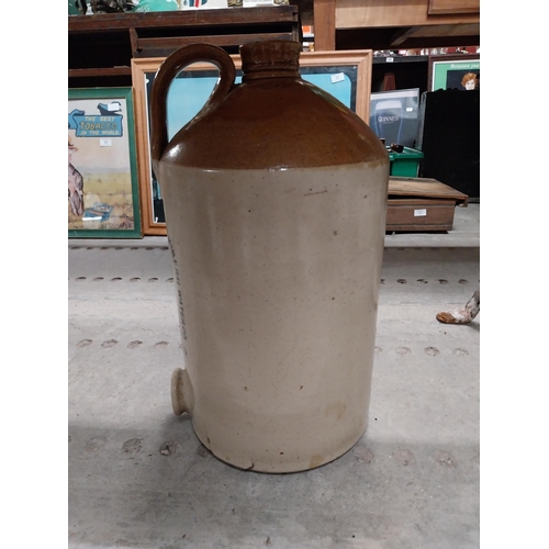 453 - Three gallon stoneware whiskey flagon Portsdown and South Hants. {51 cm H x 25 cm Dia.}.