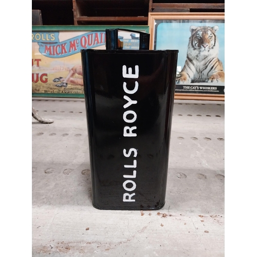 455 - Rolls Royce metal petrol can. {30 cm H x 24 cm W x 15 cm D}.